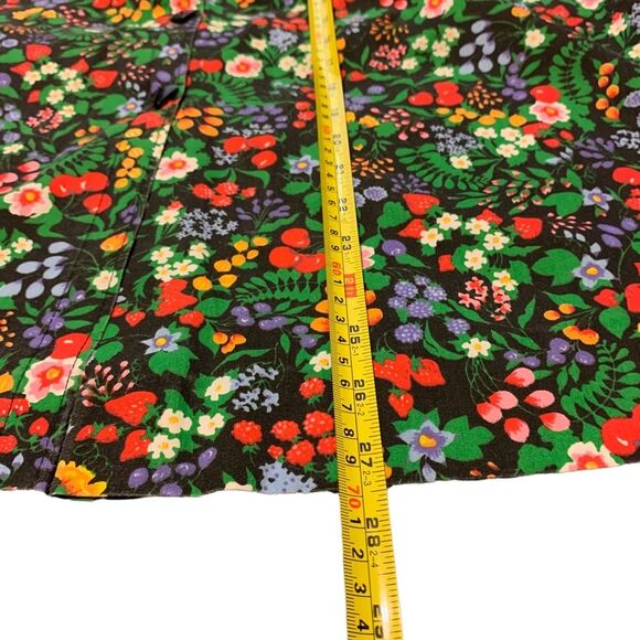 Vintage Handmade A-line Skirt Black Floral & Cherry Pattern with Pockets - Picture 11 of 11